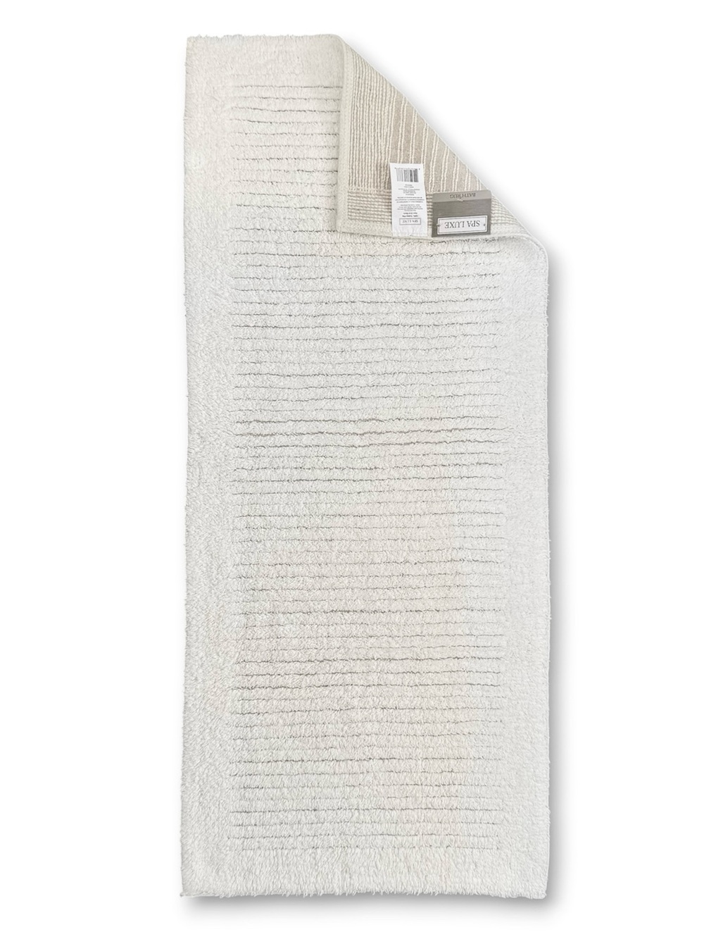 Spa Luxe Cotton Bath Runner Rug Ivory Striped Non-Skid 20 x 48 NWT
